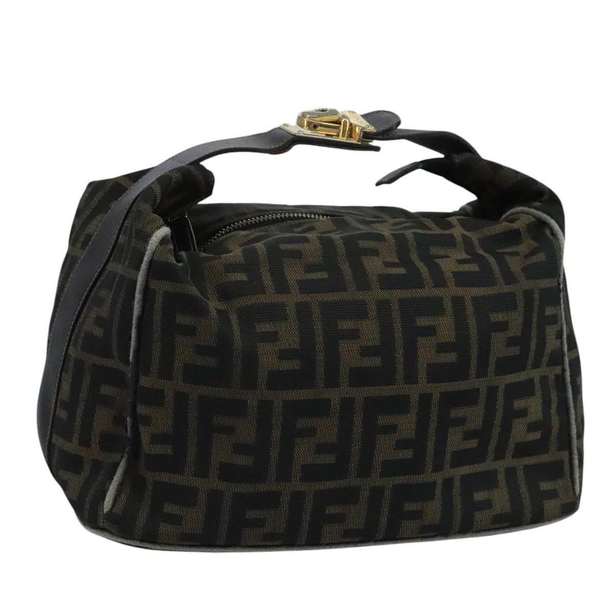 FENDI Zucca Canvas Vanity Pouch Brown Black111352