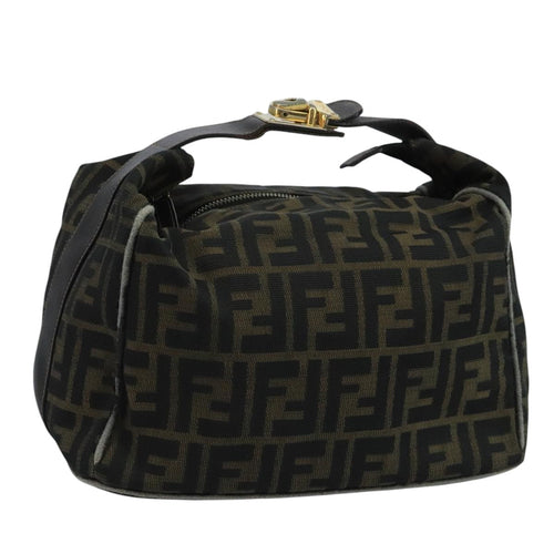 FENDI Zucca Canvas Vanity Pouch Brown Black111352