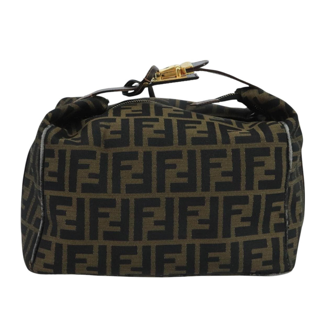 FENDI Zucca Canvas Vanity Pouch Brown Black gold111462