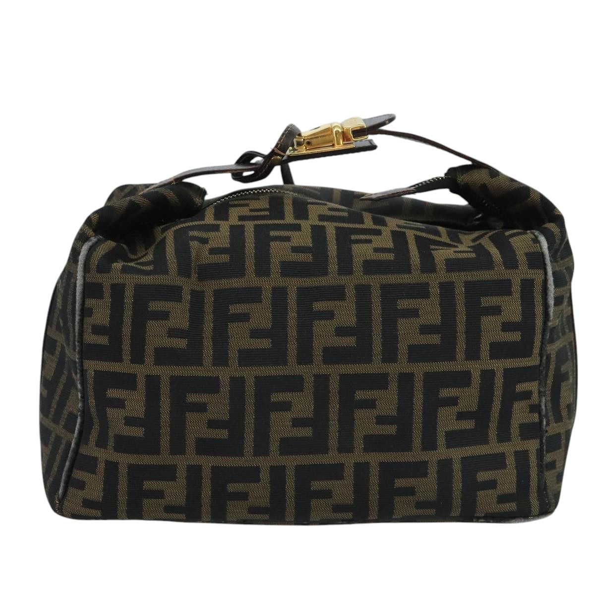 FENDI Zucca Canvas Vanity Pouch Brown Black gold111462