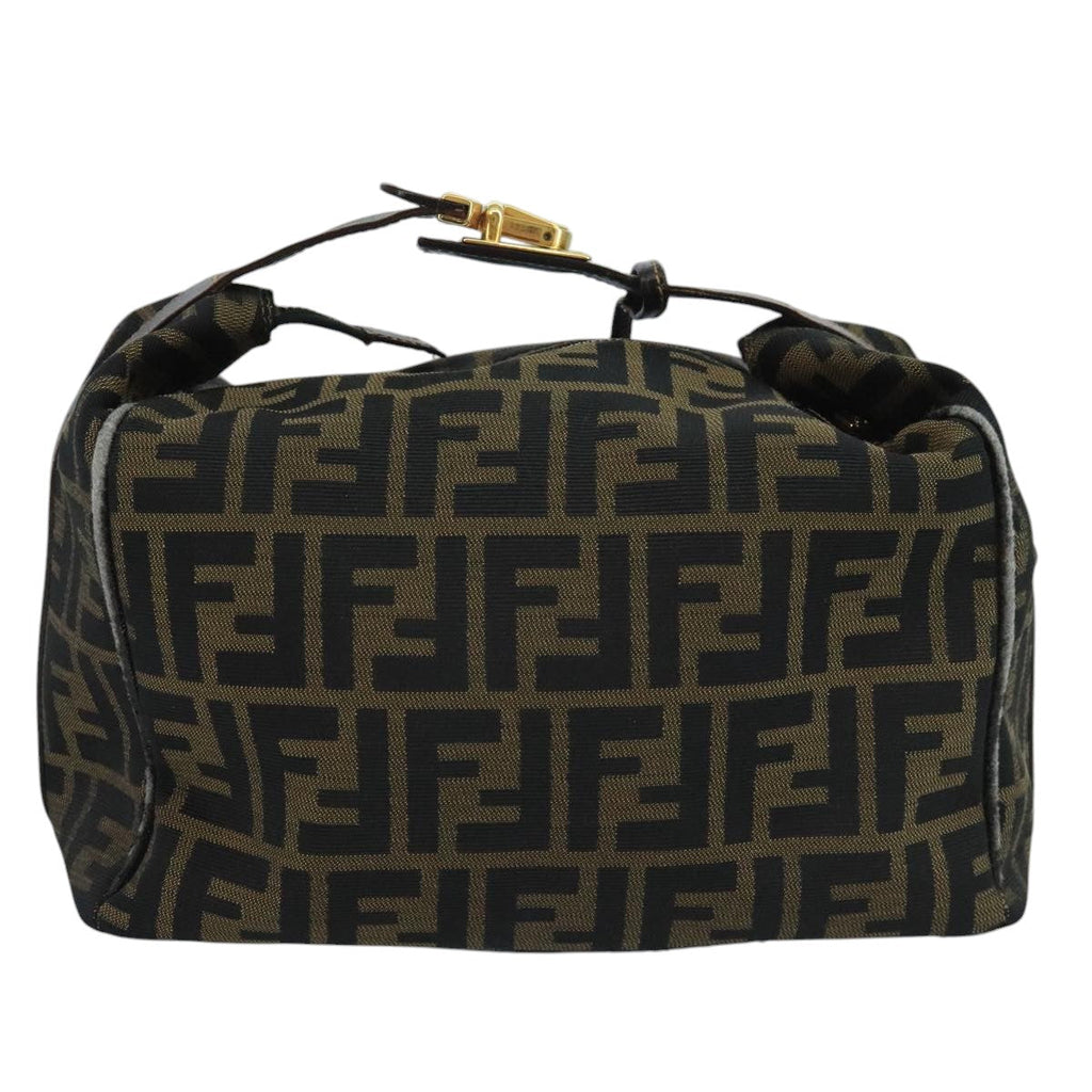 FENDI Zucca Canvas Vanity Pouch Brown Black gold111462
