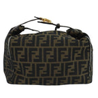 FENDI Zucca Canvas Vanity Pouch Brown Black gold111462