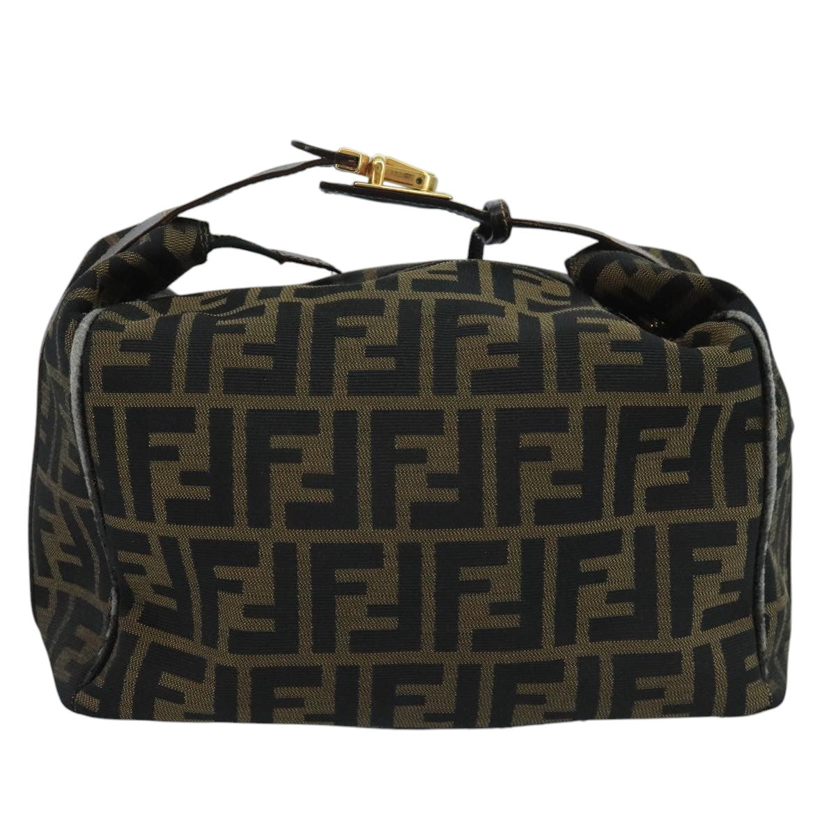 FENDI Zucca Canvas Vanity Pouch Brown Black gold111462