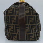 FENDI Zucca Canvas Vanity Pouch Brown Black gold111462