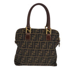 FENDI Zucca Canvas Hand Bag 2way Brown Black111463