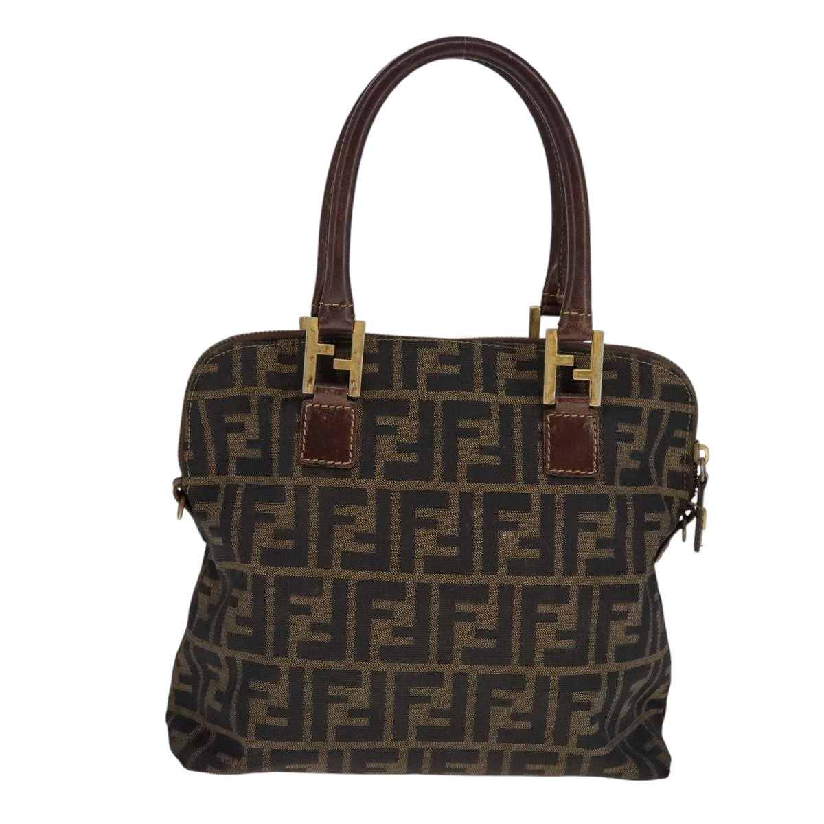 FENDI Zucca Canvas Hand Bag 2way Brown Black111463