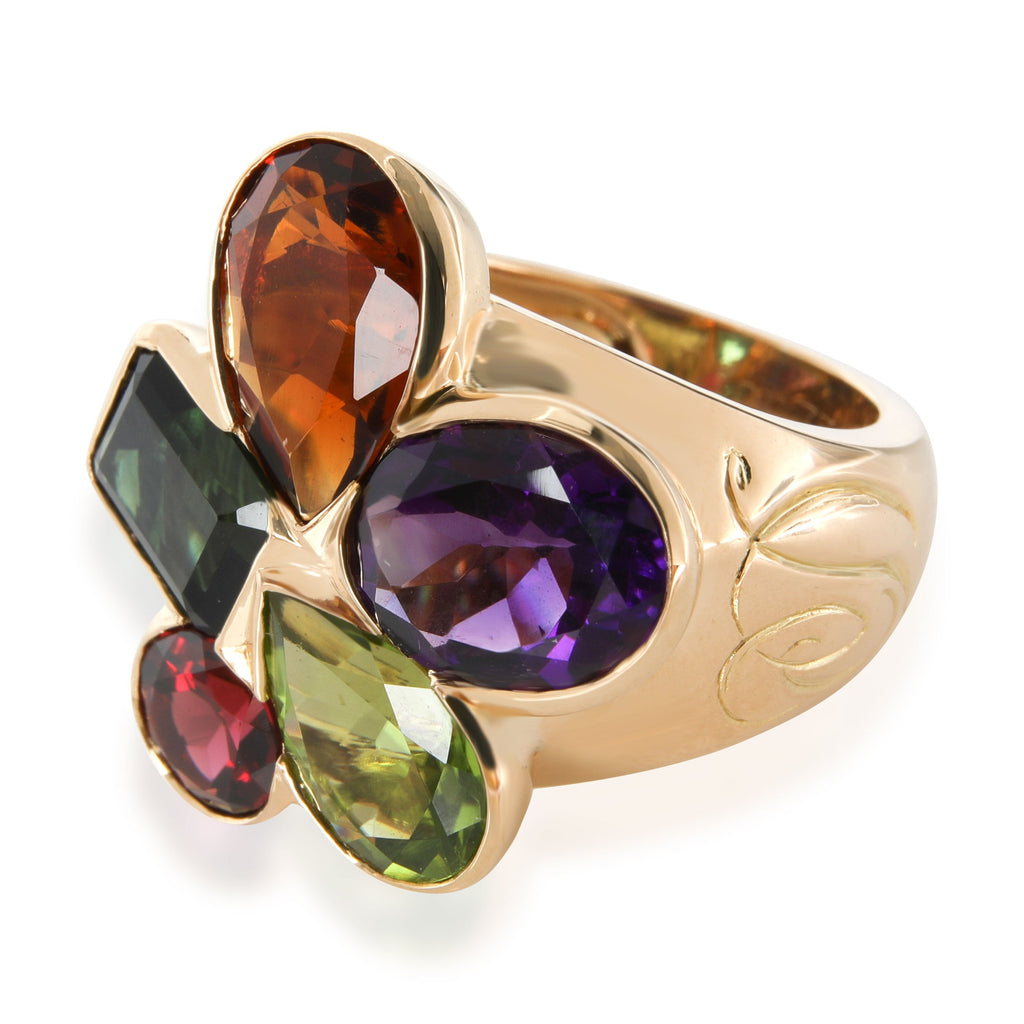 CHRISTIAN DIOR Multi Colored Gemstone Cocktail Ring in 18K Yellow Gold