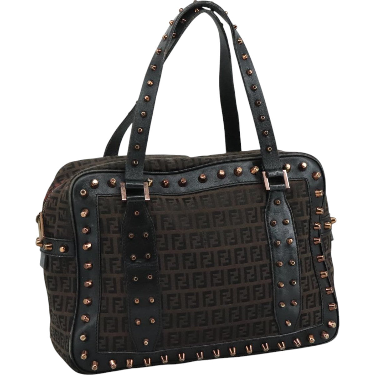 FENDI Zucchino Canvas Hand Bag Black111601