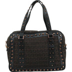 FENDI Zucchino Canvas Hand Bag Black111601