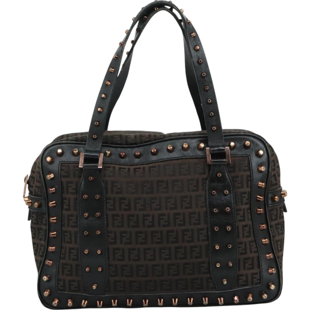 FENDI Zucchino Canvas Hand Bag Black111601