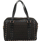 FENDI Zucchino Canvas Hand Bag Black111601