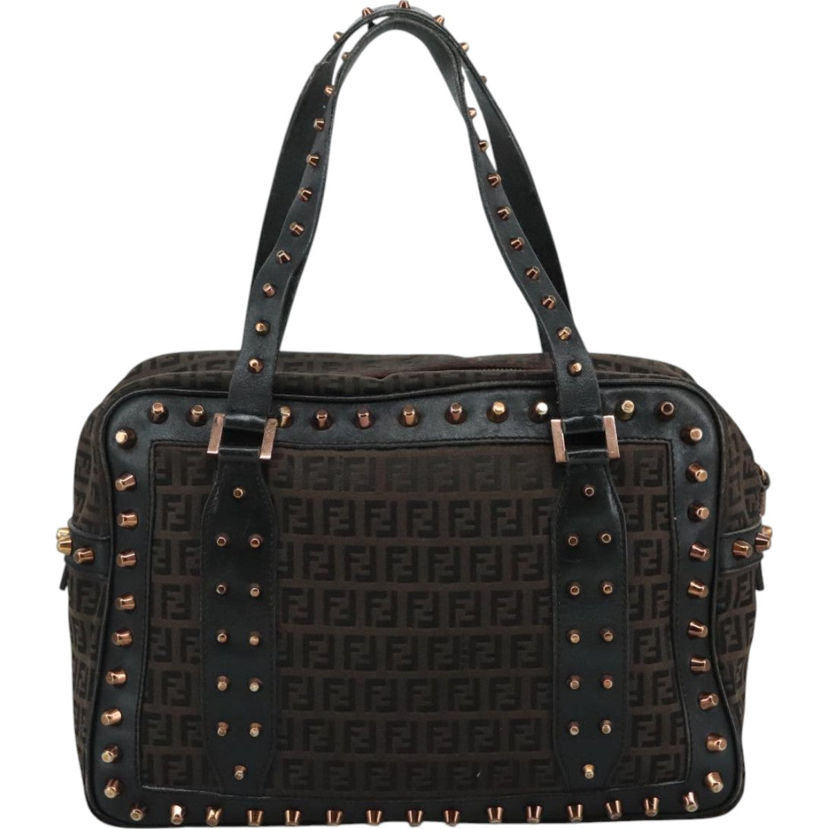 FENDI Zucchino Canvas Hand Bag Black111601