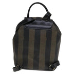 FENDI Pecan Canvas Backpack Brown Black gold111604