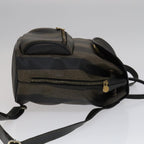 FENDI Pecan Canvas Backpack Brown Black gold111604