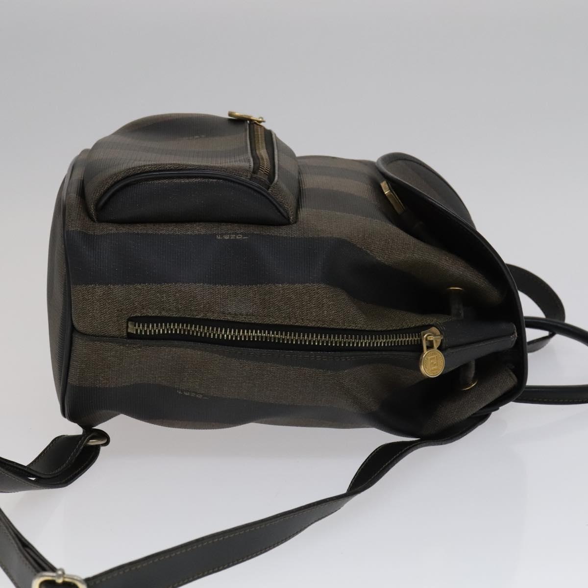FENDI Pecan Canvas Backpack Brown Black gold111604