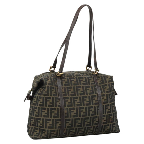 FENDI Zucca Canvas Shoulder Bag Brown Black111665