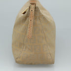 FENDI Zucchino Canvas Shoulder Bag Beige111690