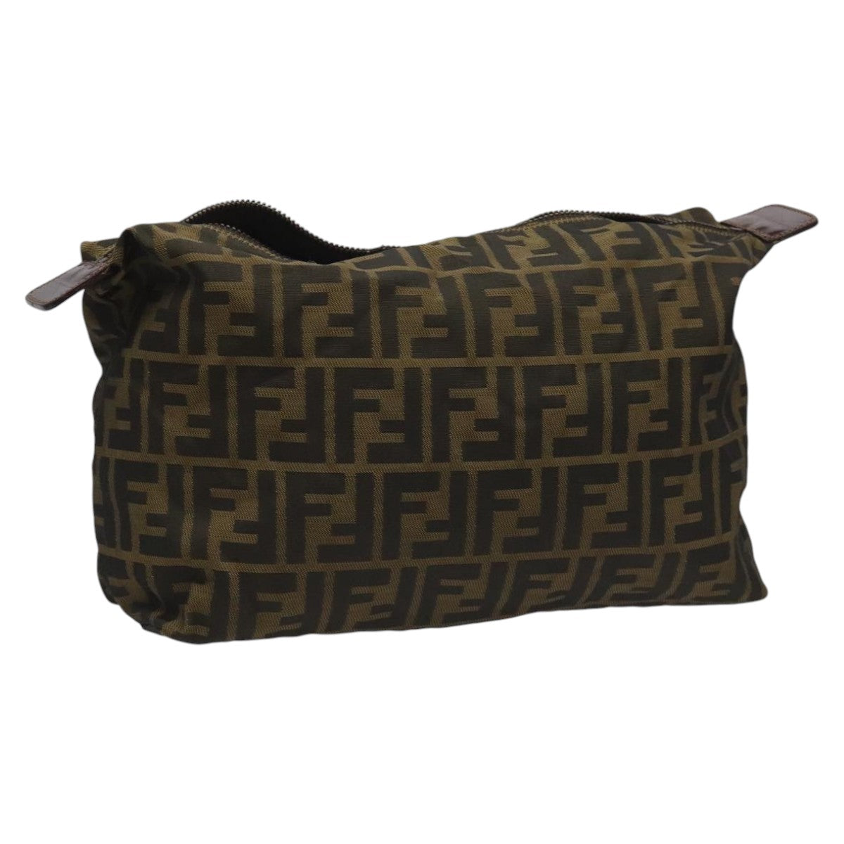 FENDI Zucca Canvas Pouch Brown Black Silver111841