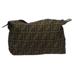 FENDI Zucca Canvas Pouch Brown Black Silver111841