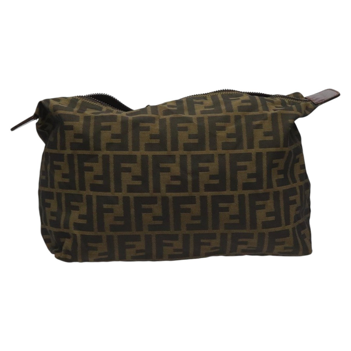 FENDI Zucca Canvas Pouch Brown Black Silver111841