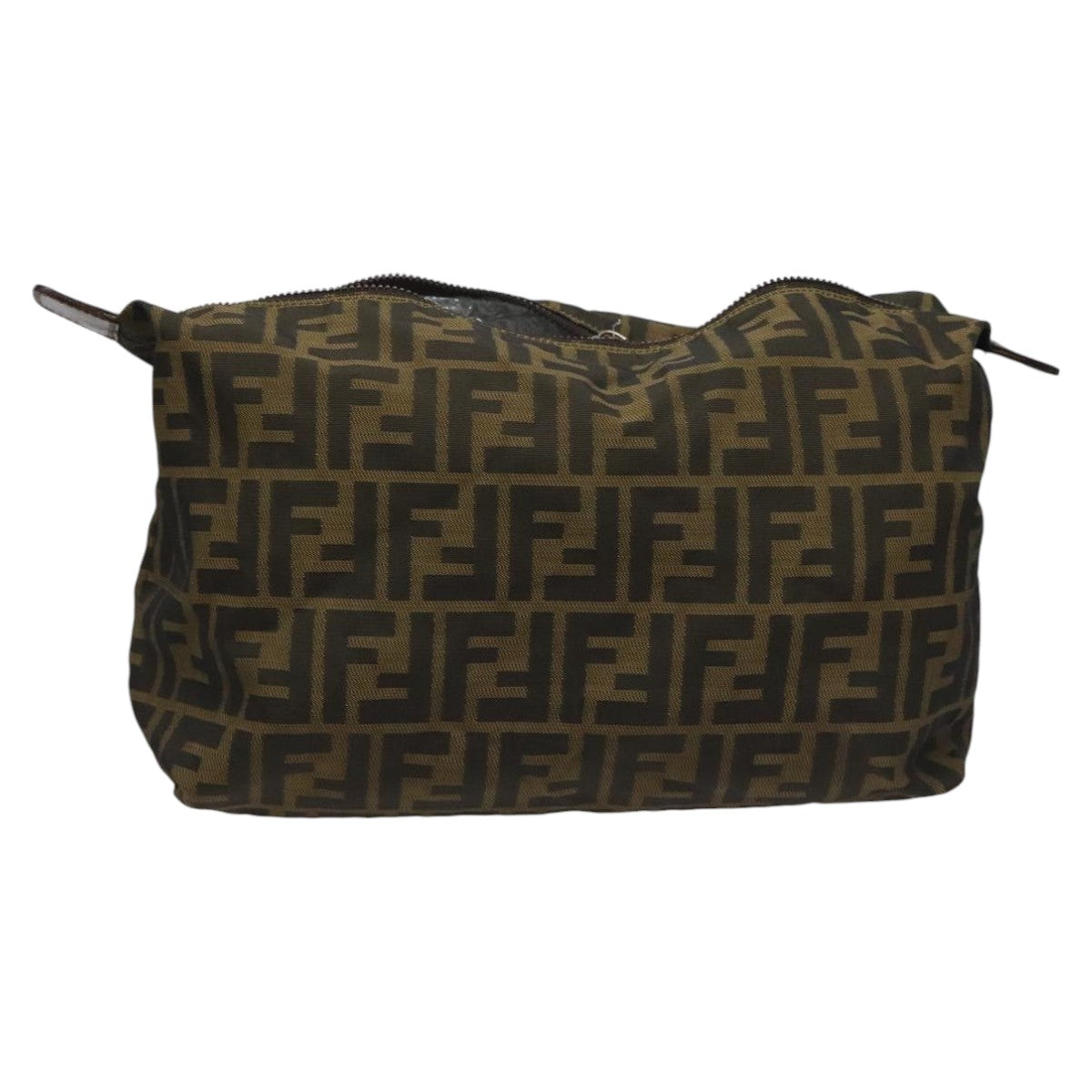 FENDI Zucca Canvas Pouch Brown Black Silver111841