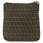 FENDI Zucchino Canvas Shoulder Bag Beige111886