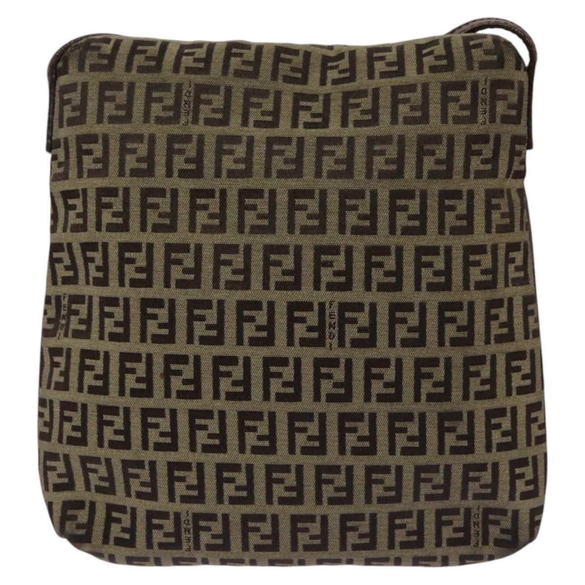 FENDI Zucchino Canvas Shoulder Bag Beige111886