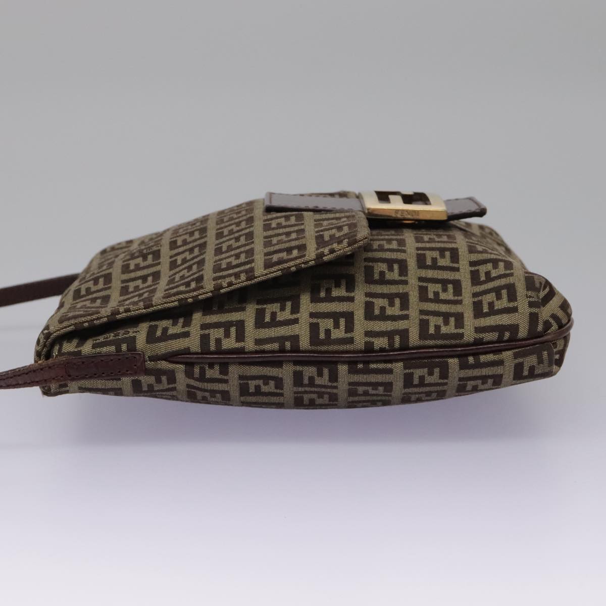 FENDI Zucchino Canvas Shoulder Bag Beige111886