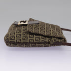 FENDI Zucchino Canvas Shoulder Bag Beige111886