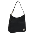 FENDI Zucchino Canvas Shoulder Bag Black112119