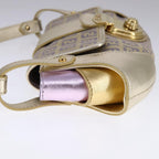 FENDI Zucchino Canvas Shoulder Bag Gold Purple112288
