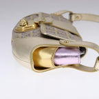 FENDI Zucchino Canvas Shoulder Bag Gold Purple112288