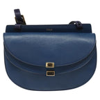 Chloe Georgia Shoulder Bag Leather Blue Gold 112310