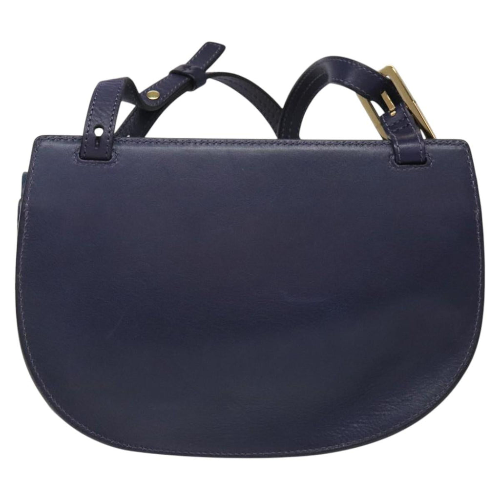 Chloe Georgia Shoulder Bag Leather Blue Gold 112310