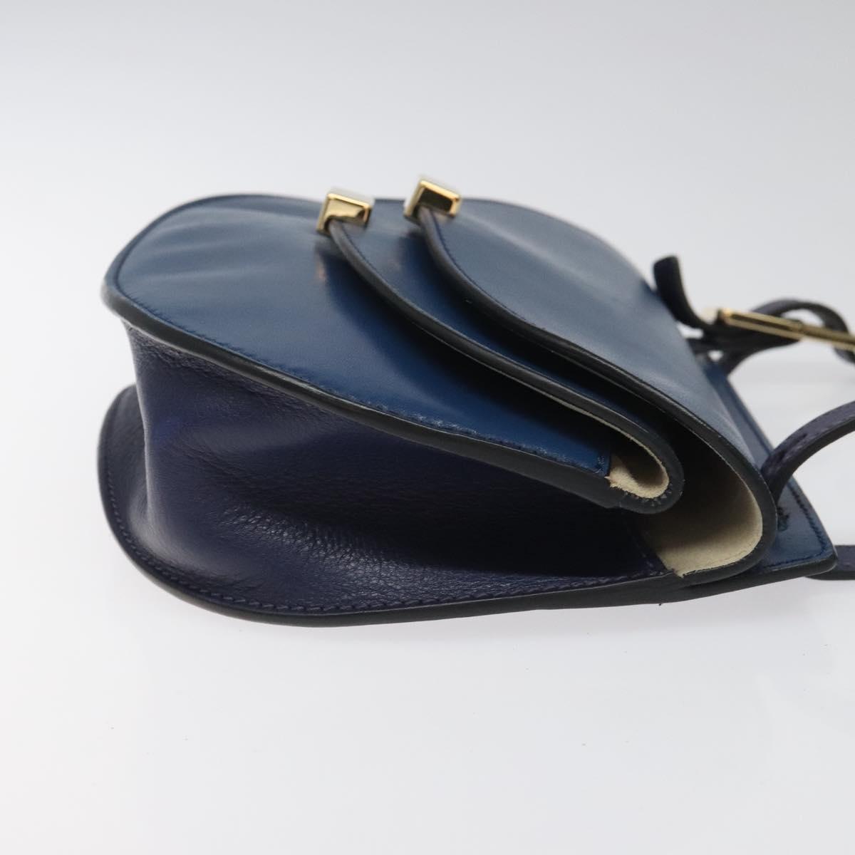 Chloe Georgia Shoulder Bag Leather Blue Gold 112310