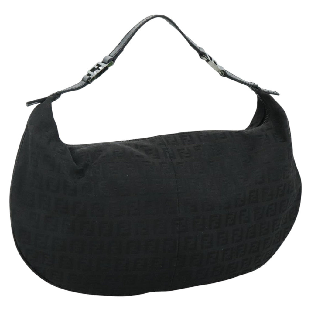 FENDI Zucchino Canvas Shoulder Bag Gold112326