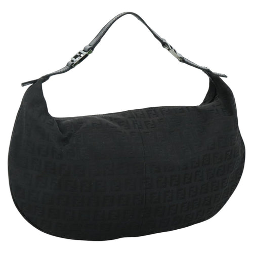 FENDI Zucchino Canvas Shoulder Bag Gold112326
