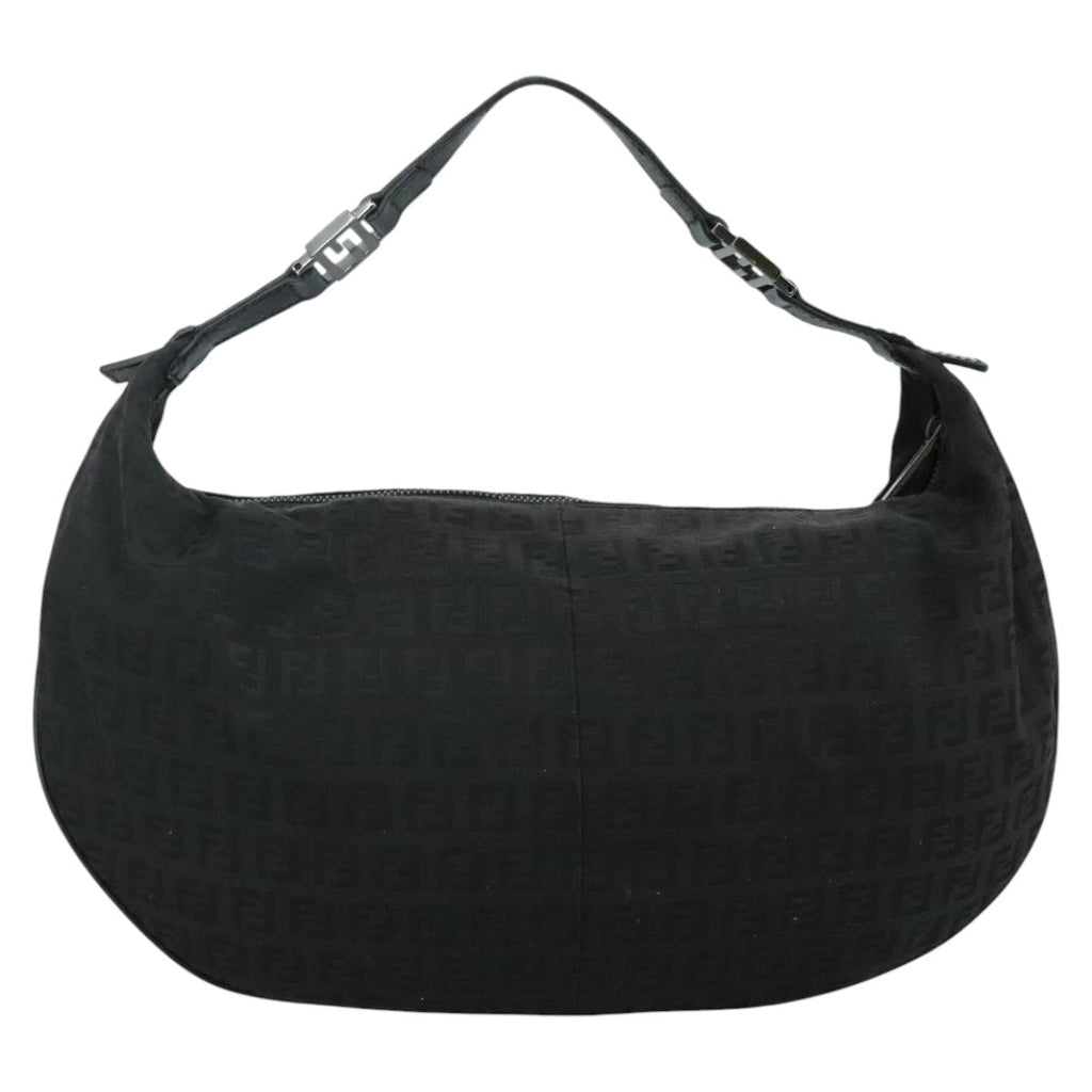 FENDI Zucchino Canvas Shoulder Bag Gold112326
