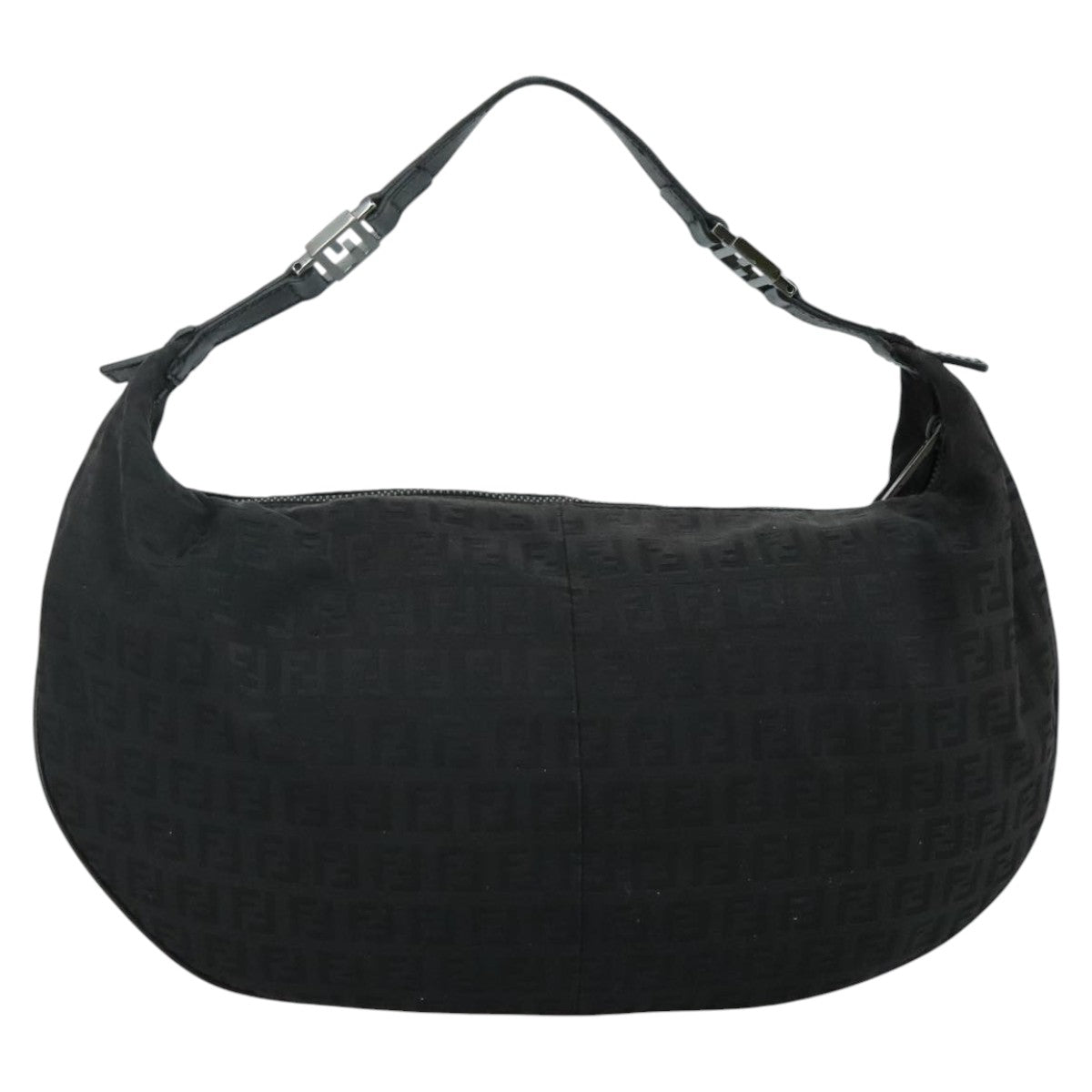 FENDI Zucchino Canvas Shoulder Bag Gold112326