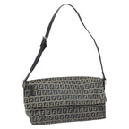 FENDI Zucchino Canvas Shoulder Bag Navy112538