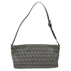 FENDI Zucchino Canvas Shoulder Bag Navy112538