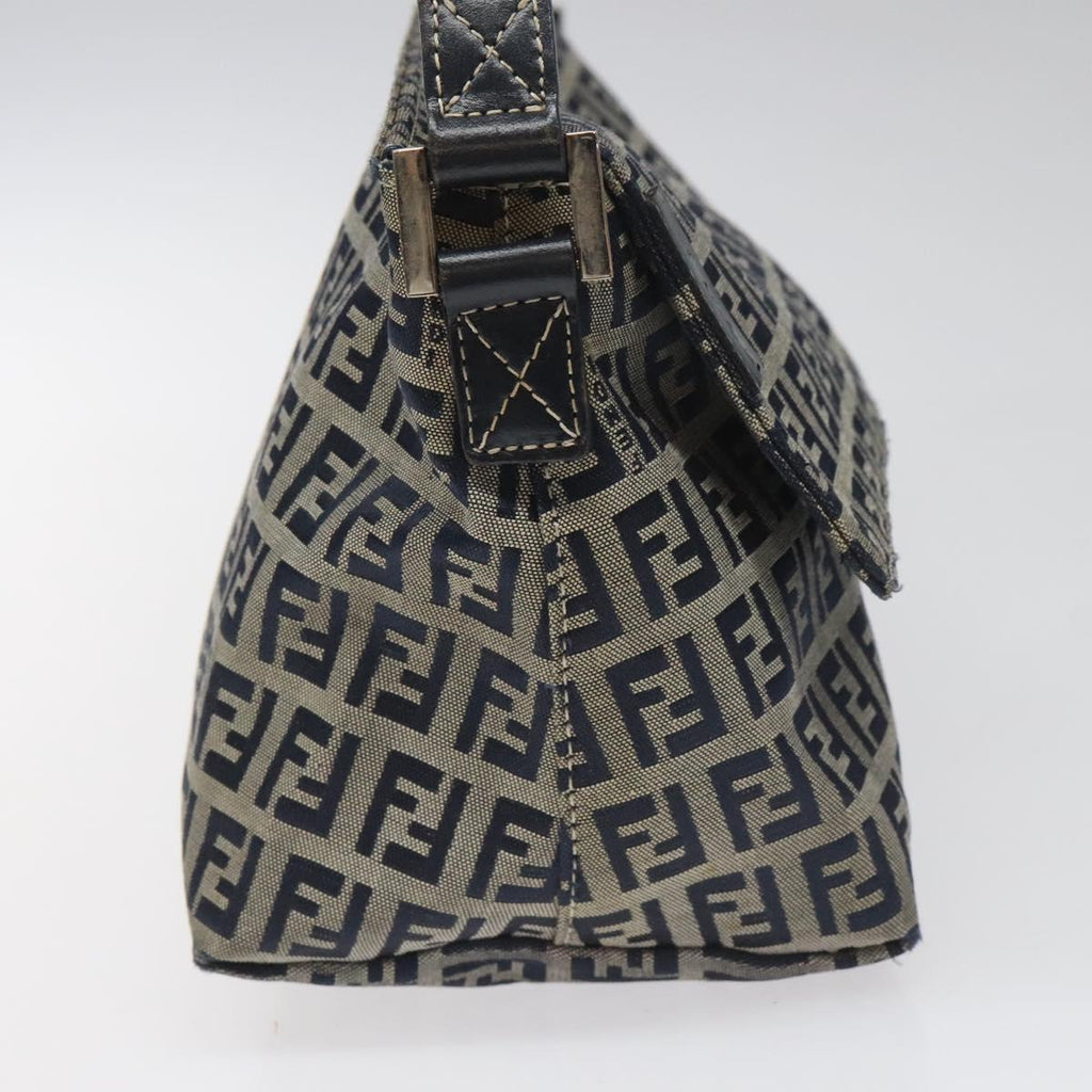 FENDI Zucchino Canvas Shoulder Bag Navy112538