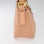 FENDI Mamma Baguette Shoulder Bag Leather Gold Pink112595