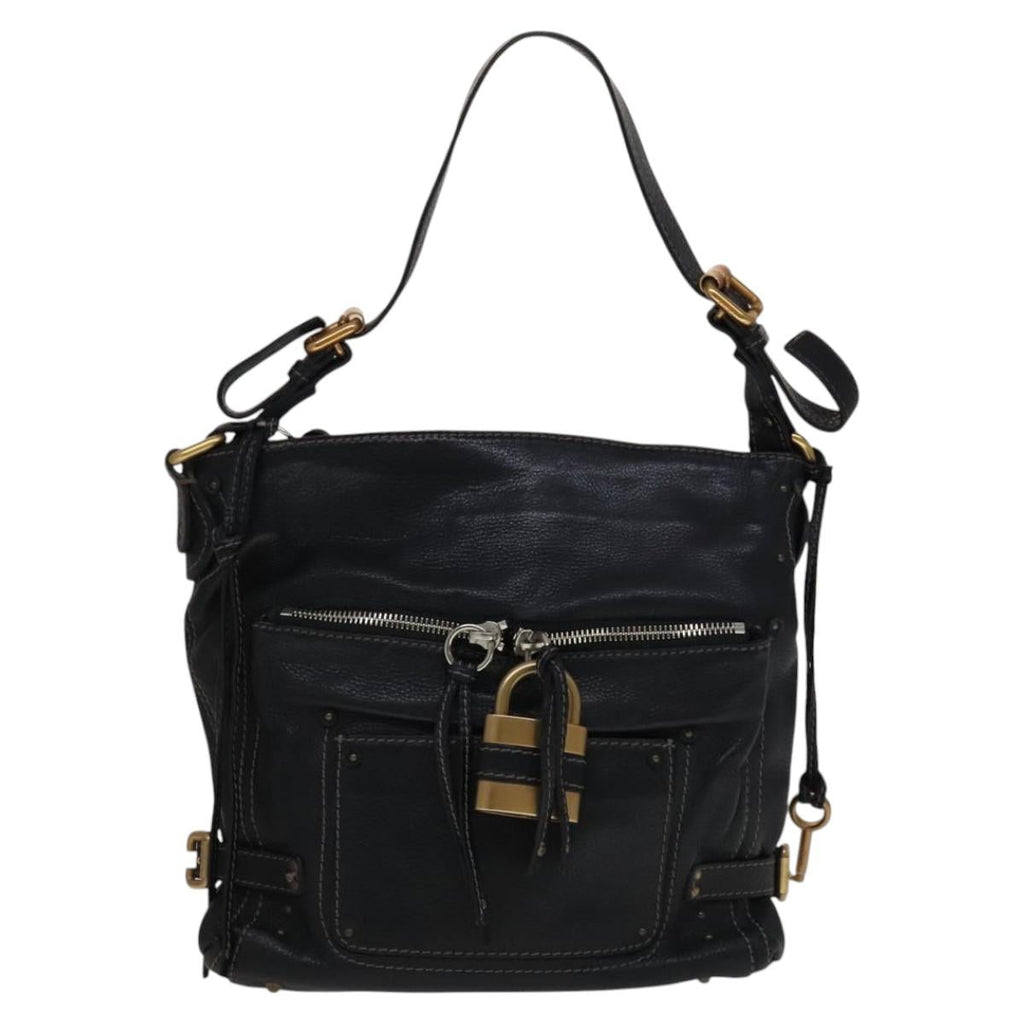 Chloe Paddington Shoulder Bag Leather Black 112596