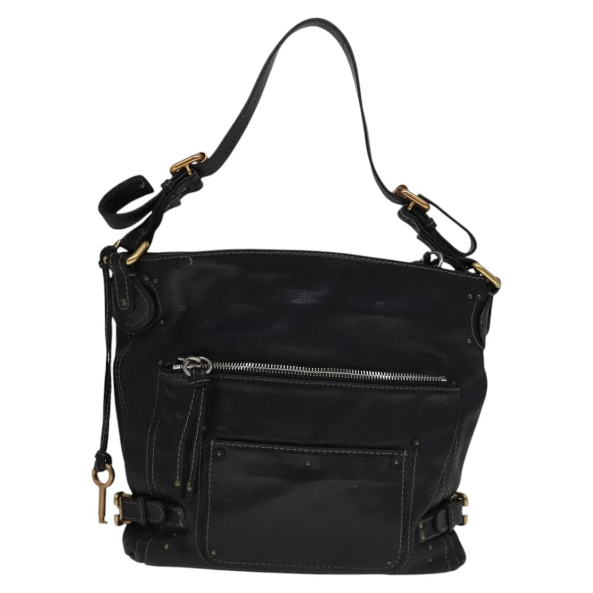 Chloe Paddington Shoulder Bag Leather Black 112596