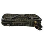 FENDI Zucca Canvas Vanity Pouch Brown Black gold112683