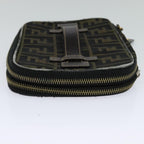 FENDI Zucca Canvas Vanity Pouch Brown Black gold112683