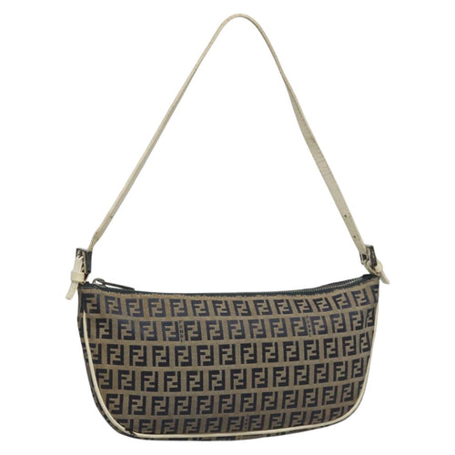 FENDI Zucchino Canvas Shoulder Bag Gray112742