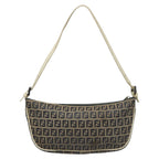 FENDI Zucchino Canvas Shoulder Bag Gray112742