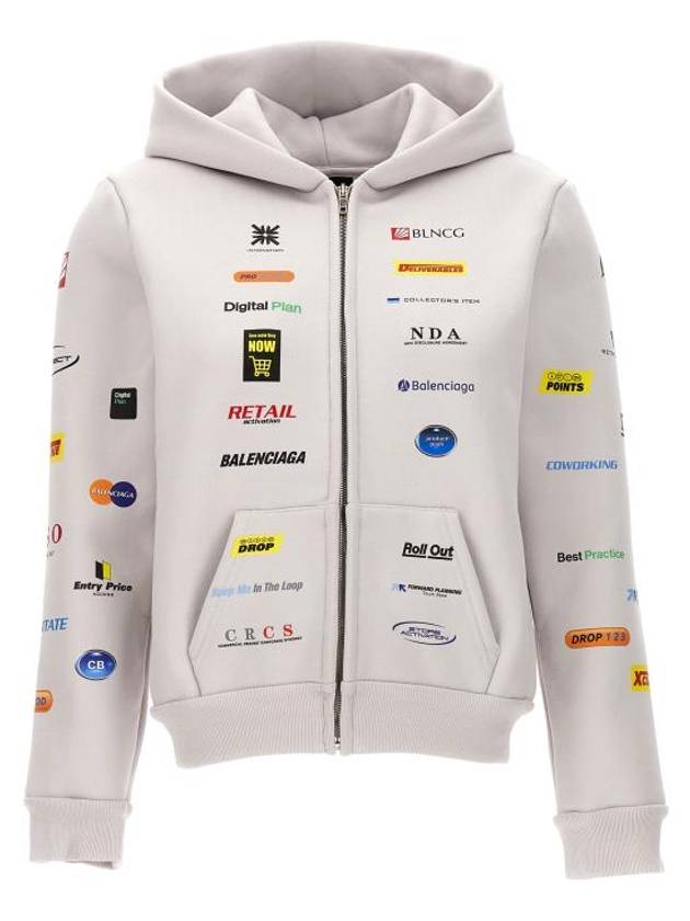 Balenciaga Business English Zip-Up Hoodie Offwhite